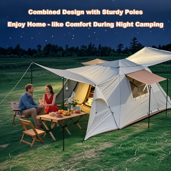 Ultralarge Camping Tent, Automatic Family One Hall, Rainproof, Sun Protection, Large Gazebo, Sun Shelter, 3-4 Person, 1 Bedroom - Image 6