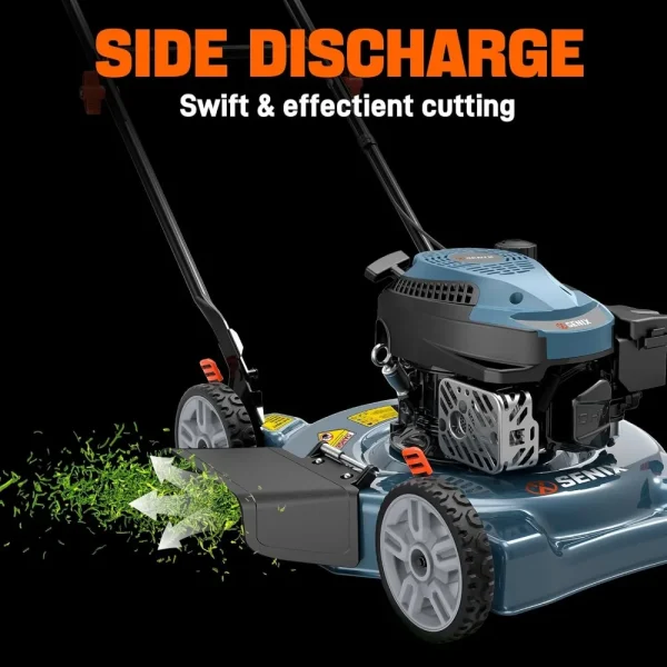 144 cc Gas Lawn Mower, 20 inch 4-Cycle Push Mower, Side Discharge, 5 Position Cutting Height Adjustment, Low Noise & Fuel-Effic - Image 3