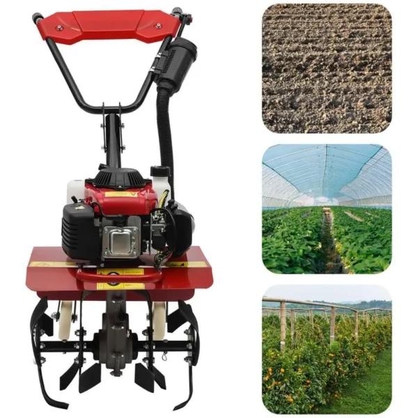 4-Stroke 63CC Gas Powered Tiller Cultivator Garden Yard Rototiller Tilling Tool Gas Tiller- Ideal for Garden, Lawn - Image 5