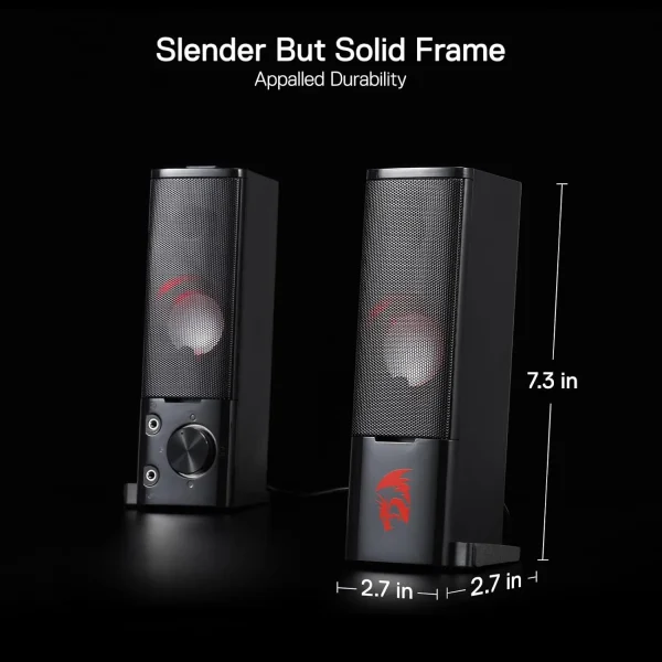 Redragon GS550 PC Gaming Speakers 2.0 Channel Desktop Computer Sound Bar  Quality Bass & Decent Red Backlit - Image 4