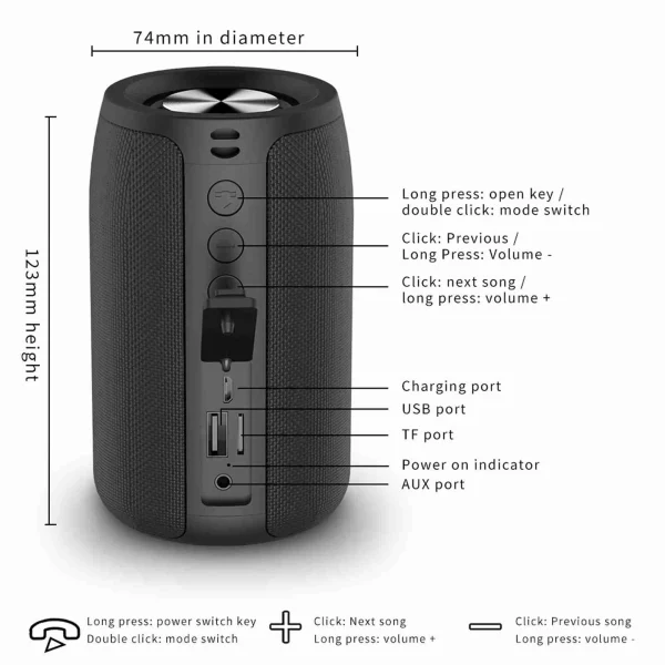 Portable Wireless Bluetooth Speaker 5W Lower Power Consumption Subwoofer for Indoor Outdoor Outdoor Sound Box  S32 Speaker - Image 5