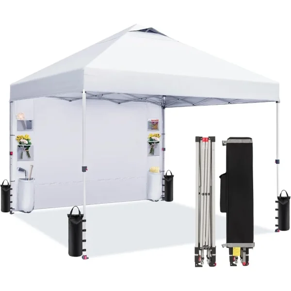 10x10 Canopy Tent Pop Up Canopy Outdoor Shade with Pockets Sidewall,with One Person Set Up Center Lock,Canopy Tent - Image 2