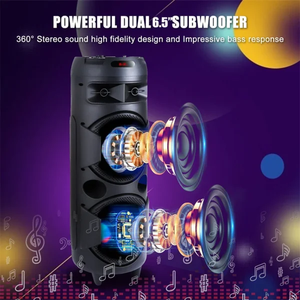 4000W Portable Bluetooth Speaker Dual 6.5" Woofer Sound System Party DJ With Microphone Remote Led Light TWS - Image 4