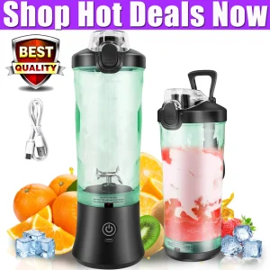 Professional 2 In 1 Portable Blender 600ML Electric Juicer Fruit Mixers USB Rechargeable Smoothie Mini Blender Personal Juicer