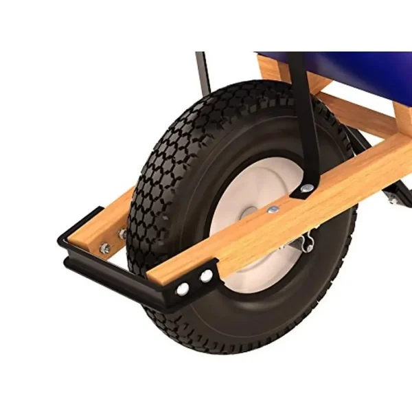 Contractor Grade Single Wheel Wheelbarrow 6 Cubic Feet Tray Capacity with Wood Handle and Knobby Tire Bon 11 300 Steel USA Made - Image 4