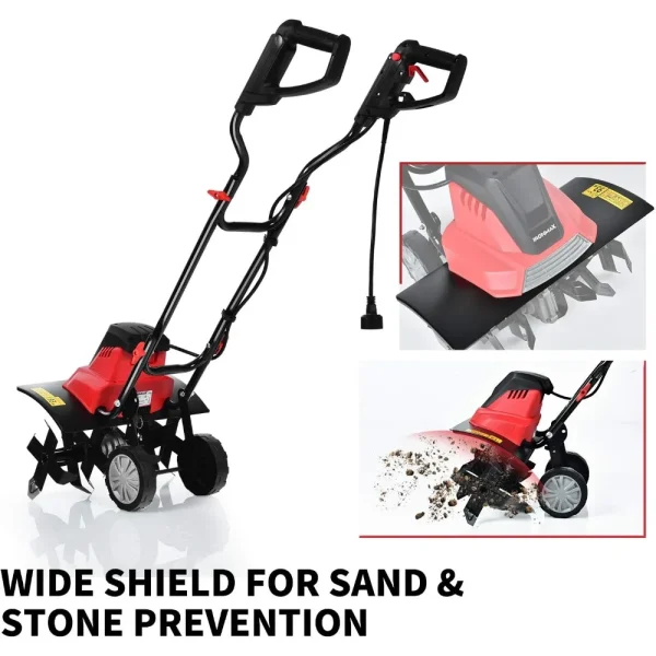 17-Inch 13.5 Amp Corded Electric Tiller and Cultivator, Powerful Tillers w/ 9-Inch Tilling Depth, 6 Tines,Rototillers Tool - Image 6
