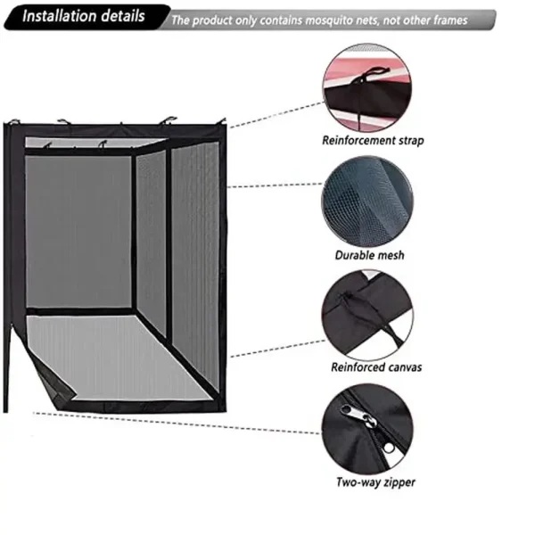 10x10 Mosquito Netting Patio Camping Gazebo Tent Double Door Side Screen Pop Up Canopy Easy Installation Black Net Reusable - Image 4