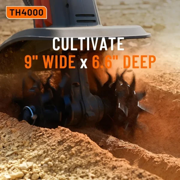 Cordless Tiller for Gardening 360 RPM Rototiller TH4000 Cultivator TaskStar Electric Garden Tiller Battery Powered Total 4000mAh - Image 3