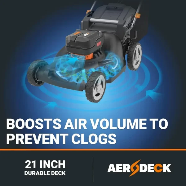 40V 21" Cordless Lawn Mower w/Aerodeck & Intellicut, Brushless Electric Mower Up to 1/2 Acre, Push Lawn Mower w/ 7-Position Heig - Image 6