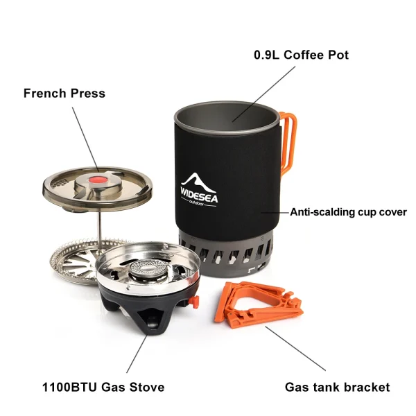 Widesea Camping Cooking System with Heat Exchanger Outdoor Gas Stove Burner Tourist Coffee Pot Cup Cookware Tableware Tourism - Image 6