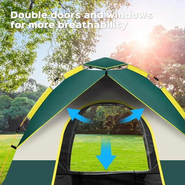 LOVEWE Quick Opening Camping Tent, Waterproof & Windproof, Dual Doors & Windows, Easy Setup, Lightweight, 2 Person Capacity - Image 2
