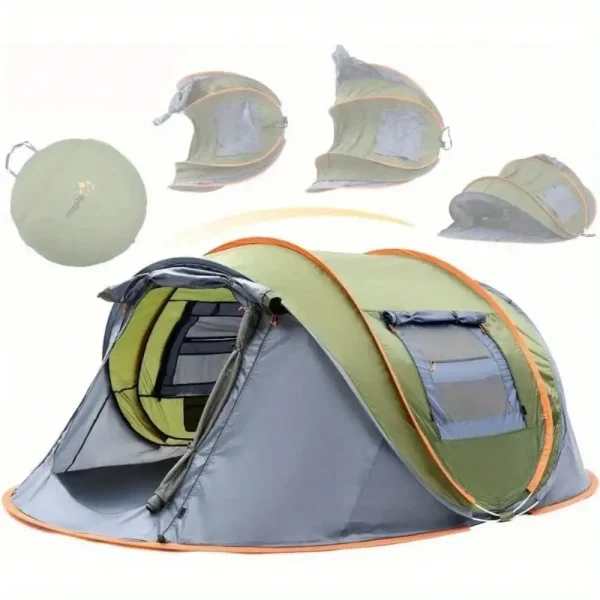 Camping Tent - 4-Person Easy Pop Up Tent with 2 Doors - UPF50+ Waterproof