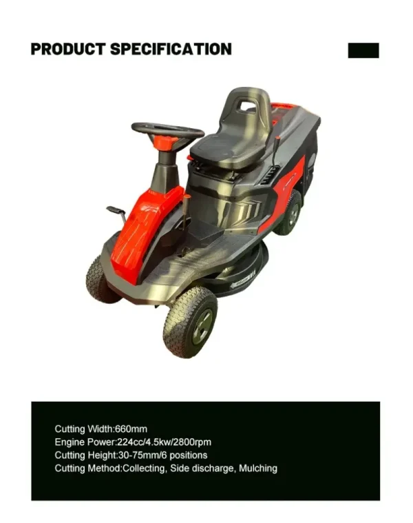 Electric Riding Mower New Cheap  Inch Industrial   Turn Lawn Mower With Gasoline Engine - Image 6