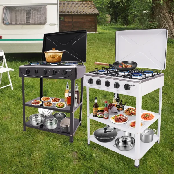 4/5 Burners Independent Control Natural Gas Stove Removable Propane Gas Stove with Cover for Outdoor Camping RV Travel - Image 2