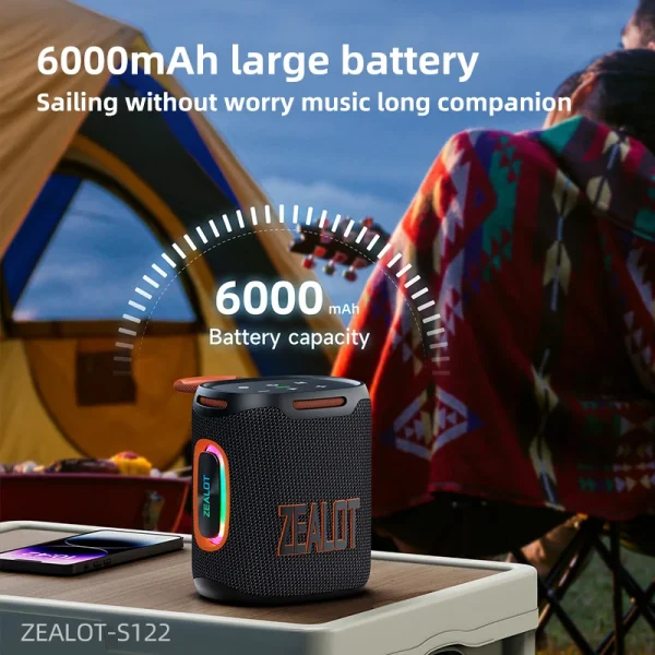 Zealot-S122 Bluetooth Speaker BT5.3 Wireless IPX6 Waterproof Shower Speaker,25W HiFi Stereo Sound,TWS Pairing,20H Music Playtime - Image 3