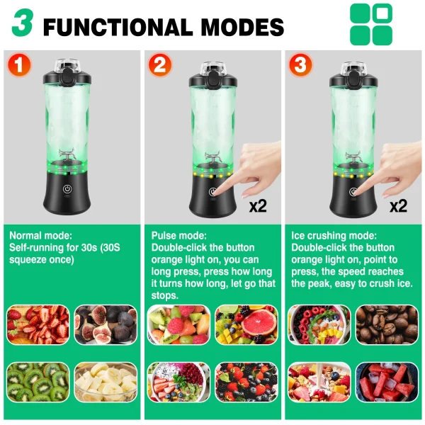 600ml Portable Mini Blender,USB Rechargeable Small Smoothie Blender,Large Capacity Travel Blender Portable Smoothies,Blends Ice - Image 5