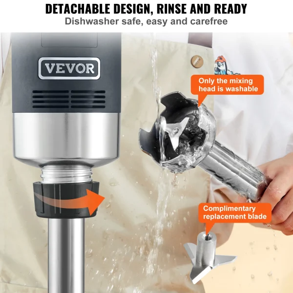 VEVOR Commercial Immersion Blender 500 Watt Heavy Duty Hand Mixer Variable Speed Kitchen Stick Mixer with 304 Stainless Steel - Image 3