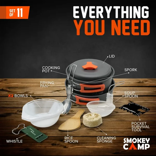 Camping Cookware Mess Kit Set with Stove - Backpacking Camping Pots and Pans Set All in One Non-Stick Camping Cooking Set Portab - Image 6