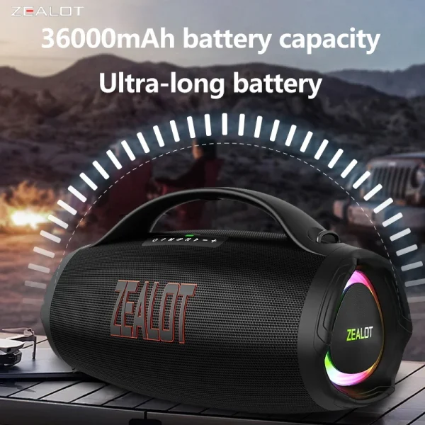 ZEALOT S98 160W Wireless Speakers, DSP Technology, RGB Light Wireless Hifi Sound quality, 36000mAh Battery, 60 Hours Playtime. - Image 2