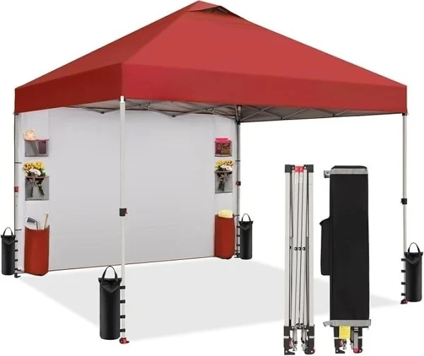 10x10 Canopy Tent Pop Up Canopy Outdoor Shade with Pockets Sidewall,with One Person Set Up Center Lock,Canopy Tent - Image 8