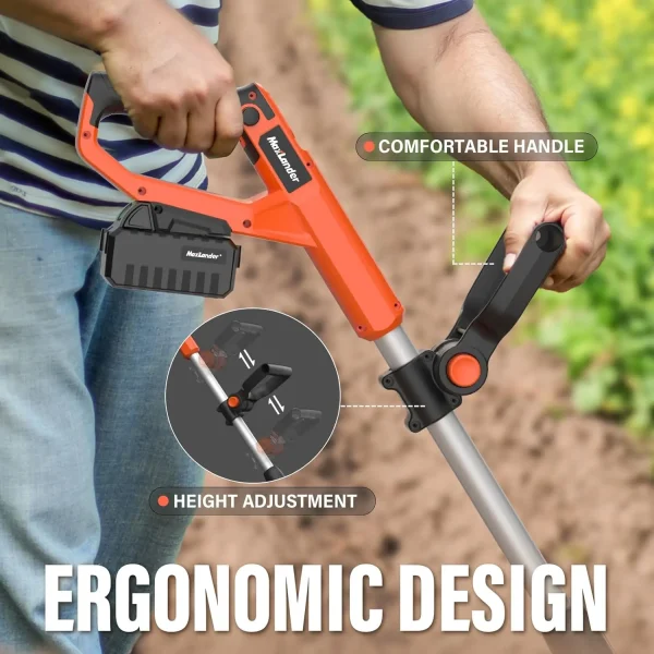 20V Cordless Tiller Cultivator, 9-Inch Electric Garden Tiller with 48 Steel Tines, 360RPM Battery Powered Rototiller for Gardeni - Image 5