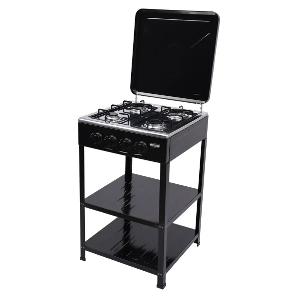 4 Burner Gas Stove Portable Outdoor Stove w/ Wind Blocking Cover , LPG Gas Stove with 2 Storage Shelves for RV, Outdoor Cooking - Image 7