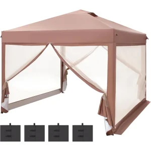10' x 10' Pop Up Canopy Tent with Netting, Instant Gazebo, Ez up Screen House Room with Carry Bag, Height Adjustable, for Outdo
