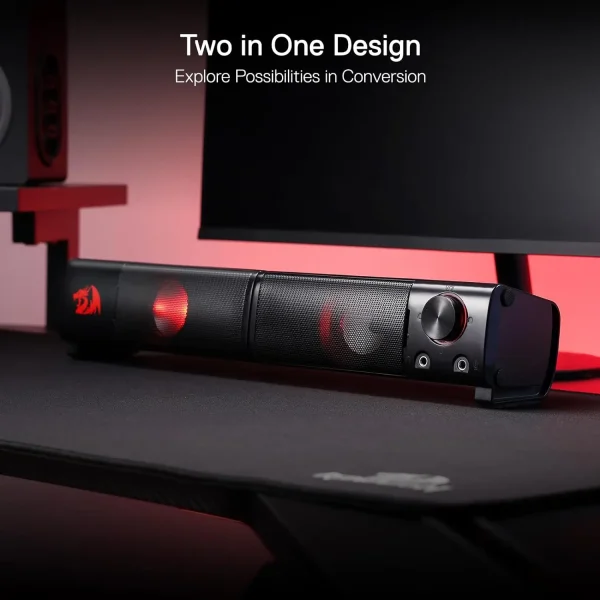 Redragon GS550 PC Gaming Speakers 2.0 Channel Desktop Computer Sound Bar  Quality Bass & Decent Red Backlit - Image 6
