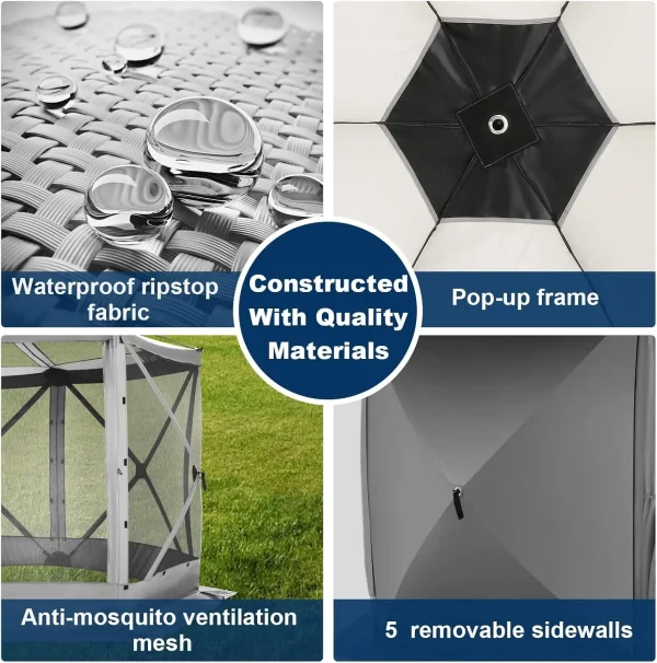 Pop Up Gazebo Screen Tent Screen House for Camping, 12x12 Screen Room with Mosquito Netting, Hub Tent Instant Screened - Image 4
