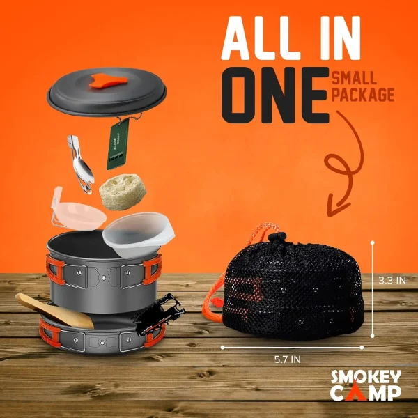 Camping Cookware Mess Kit Set with Stove - Backpacking Camping Pots and Pans Set All in One Non-Stick Camping Cooking Set Portab - Image 5