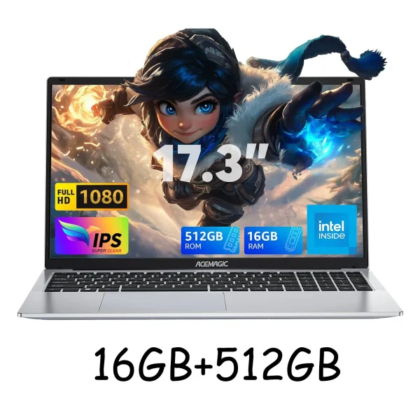 ACEMAGIC 17.3inch Laptop with High Performance Quad Core-12th Alder Lake N97 Laptop Computer Spacious Storage 16GB RAM 512GB ROM - Image 7