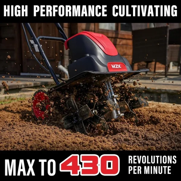 MZK 16-Inch 13.5-Amp Corded Electric Tiller/Cultivator,8-inch tillling Depth with Adjustable Wheels,Foldable Electric Rototiller - Image 2