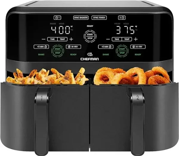 CHEFMAN 6 Quart Dual Basket Air Fryer Oven with Easy View Windows, Sync Finish, Hi-Fry, Auto Shutoff - Image 7
