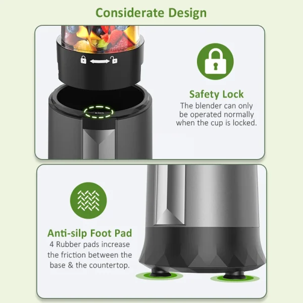 Smoothie Blender, 1300 W Upgraded compact personal blender for shakes and smoothies, juices, frozen drinks, sauces and more! - Image 5