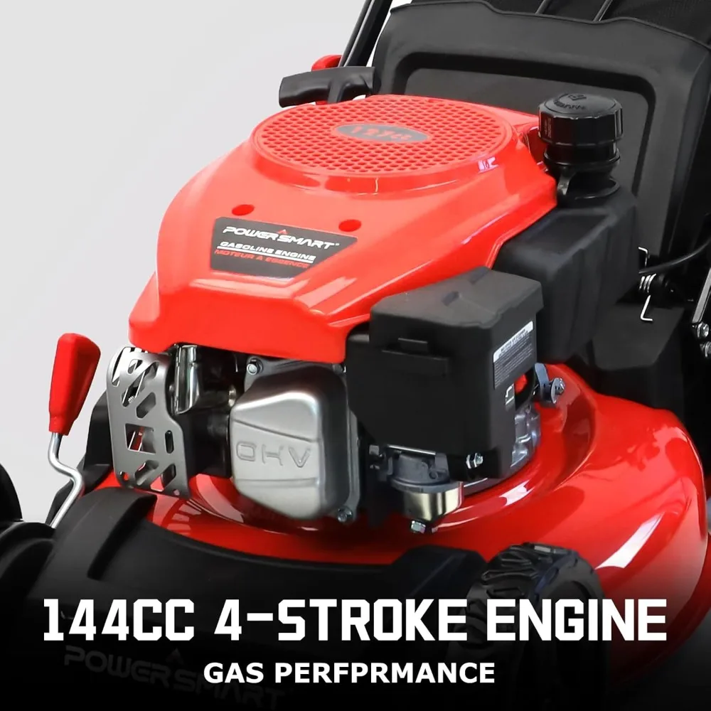 Lawn Mower Gas Powered, 18-Inch 144cc Engine 3-in-1 Walk-Behind Push Lawn Mower, Oil Included - Image 2