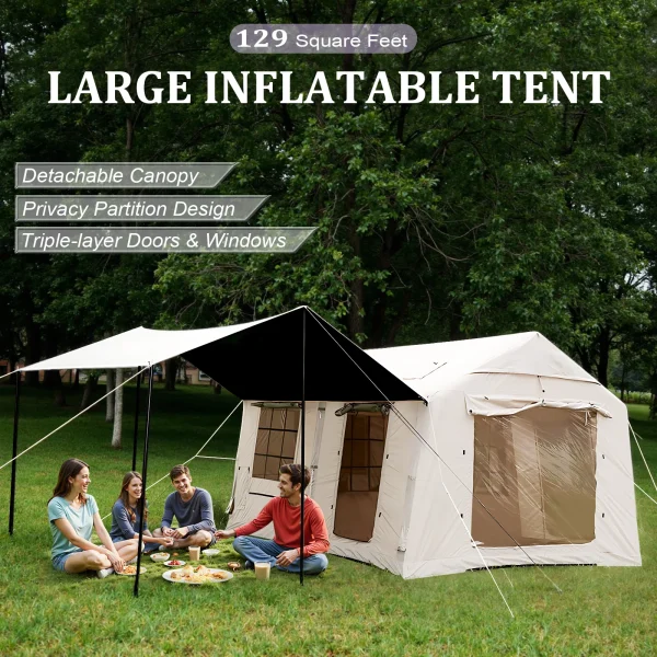 135 Square Feet inflatable tent with Blackout Canopy 4 Season Glamping tent Blow Up Tent for Camping Air Tent Outdoor Camping - Image 6