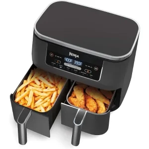 Ninja DZ201 Foodi 6-in-1 2-Basket Air Fryer with DualZone Technology, 8-Quart Capacity, and a Dark Grey Stainless Finish