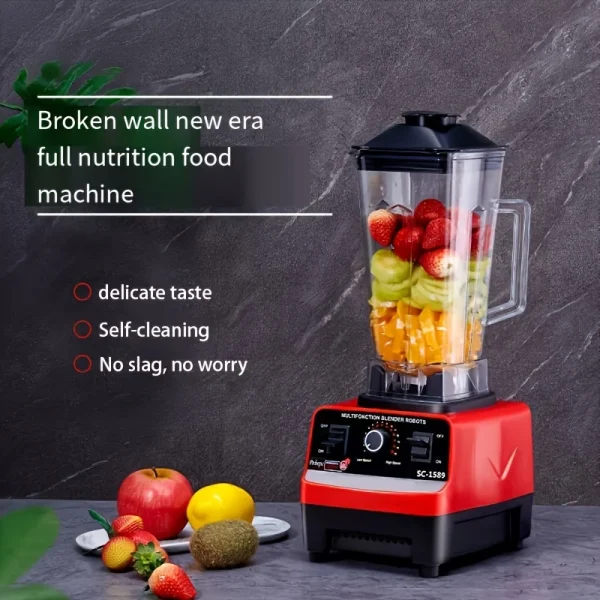 C010-Red RV Kitchen Blender with Wall Breaker, 110V-130V, PP Material, Multifunctional Food Processor, Ice Crusher, Grinder for - Image 3