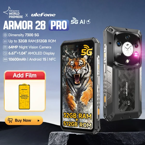Ulefone Armor 28 Pro 5G AI Rugged Phone 512GB ROM Smartphone 120W MTK Dimensity 7300  10600mAh 6.67”AMOLED 64MP Mobile phone - Image 7