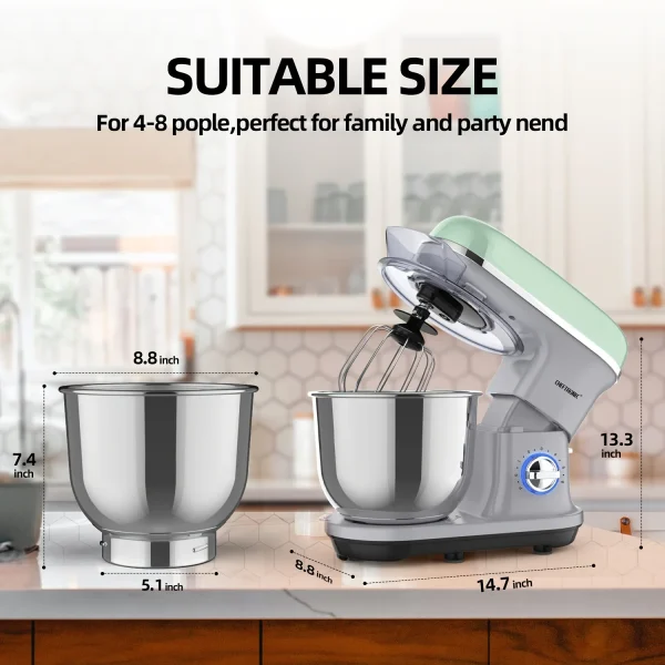 1pc CHEFTRONIC Stand Mixer, 5.5QT Tilt-Head Electric Household food processors - 500W 6+P Speed, home appliance, US Plug - Image 2