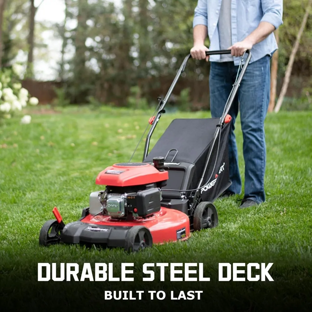 Lawn Mower Gas Powered, 18-Inch 144cc Engine 3-in-1 Walk-Behind Push Lawn Mower, Oil Included - Image 5