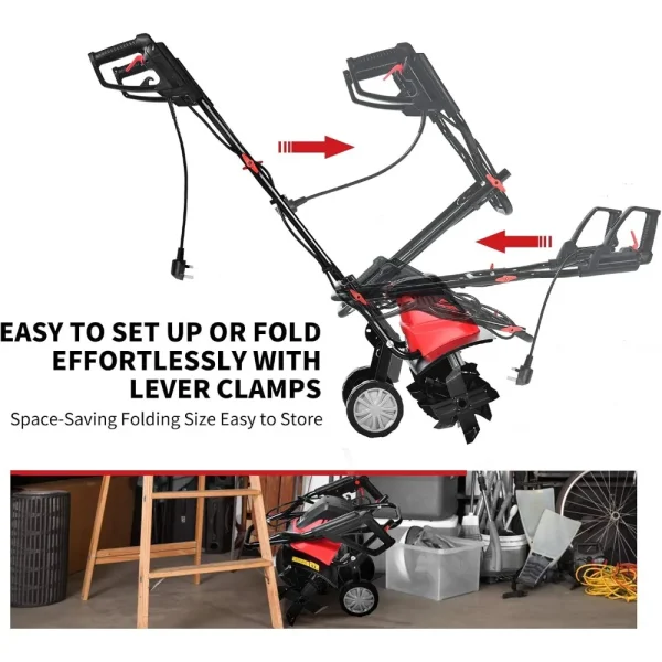 13.5 Amp Electric Tiller, Corded Rototiller Tool w/ Foldable Handle & 6 Tines, 17.7-Inch Tilling Width, Lightweight Garden - Image 5