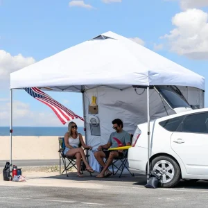 10x10 Canopy Tent Pop Up Canopy Outdoor Shade with Pockets Sidewall,with One Person Set Up Center Lock,Canopy Tent