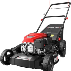 21" Gas Push Lawn Mower, Rugged Steel Deck, 3-in-1 Versatile Mower, 144cc OHV Engine, 6-Level Height Adjustment, Large Grass Col
