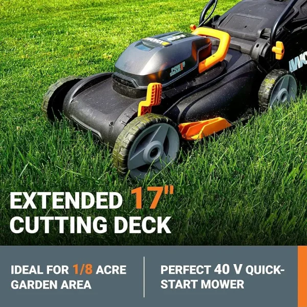 40V 17 Inch Cordless Lawn Mower Lightweight Compact Quiet Push Mower 2-in-1 Bagging Mulching 7 Position Height Adjustments - Image 3