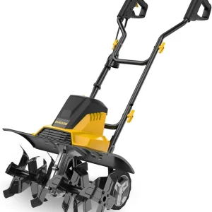 18-Inch 13.5AMP Rototiller for Garden Corded Electric Tiller Machine 4'' - 8'' Farm Tilling Depth, Foldable Handle 6x4 Tines