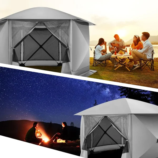 Pop Up Gazebo Screen Tent Screen House for Camping, 12x12 Screen Room with Mosquito Netting, Hub Tent Instant Screened - Image 6