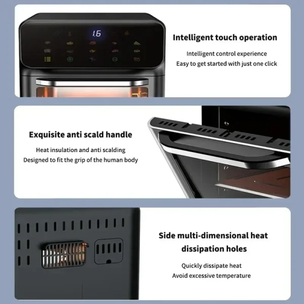 10L Electric Air Fryer Large Capacity Convection Oven Deep Fryer Without Oil Kitchen 360°Baking Viewable Window Home Appliance - Image 6