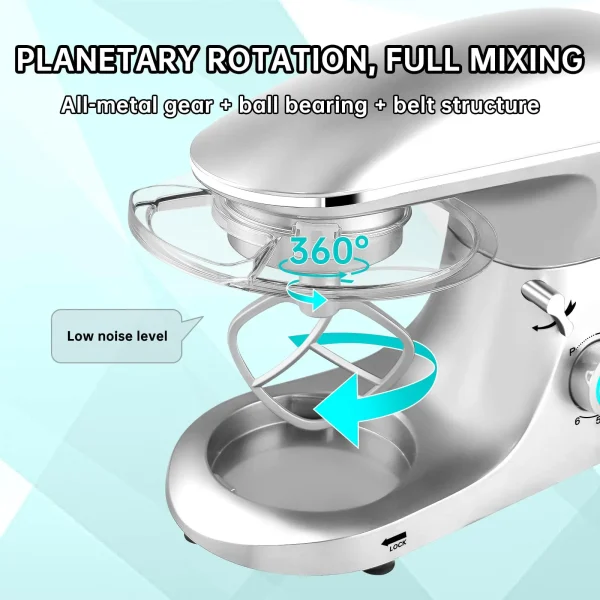 6Qt Electric Food Stand Mixer,660W,6-Speeds Tilt-Head Dough Mixers with Dishwasher-Safe Dough Hook & Wire Whip & Beater - Image 3