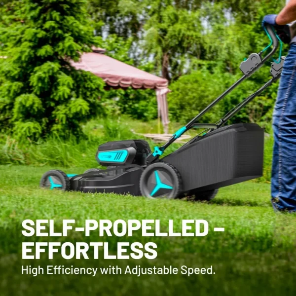 2x20V 18 inch Self-Propelled Lawn Mower Cordless, Brushless Push Lawn Mower with 6-Position Cutting Height Adjustment, 2x4.0Ah B - Image 5